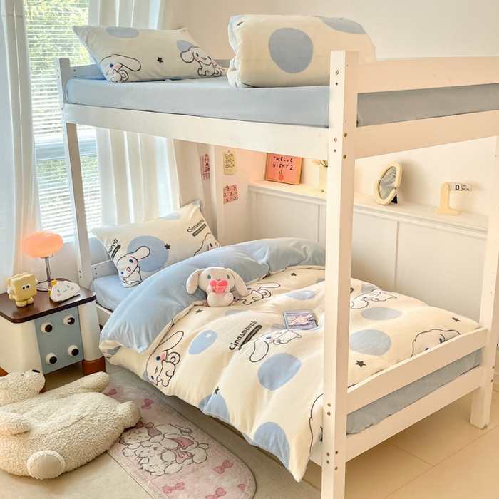 91家纺网 家纺一手货源 找家纺 星座 2025新款三丽鸥牛奶绒套件学生床 泡泡玉桂狗