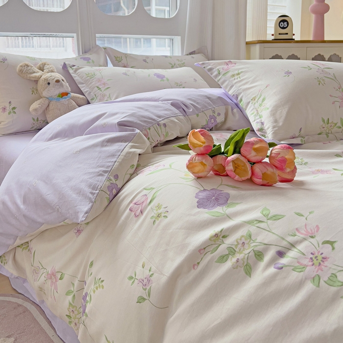 91家纺网 家纺一手货源 找家纺 暖芯优选 2025直播爆款全棉ins印花四件套纯棉床单床笠学生三件套9月上新 千华韶梦