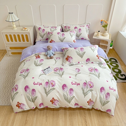 91家纺网 家纺一手货源 找家纺 （总）卡普 2025新款牛奶绒印花四件套