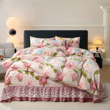 91家纺网 家纺一手货源 找家纺 （总）2024新款亲肤牛奶绒夹棉床盖四件套