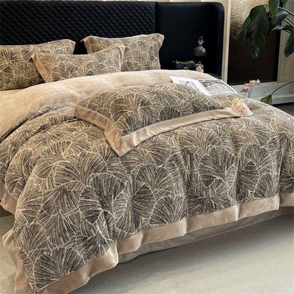 91家纺网 家纺一手货源 找家纺 （总）首尔家纺 2024新款牛奶绒轻奢宽边法式印花四件套