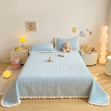 91家纺网 家纺一手货源 找家纺 （总）家喜爱 2024新款牛奶绒花边床盖