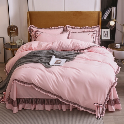 91家纺网 家纺一手货源 找家纺 （总）兴美佳 2024新款韩版花边磨毛四件套-匆匆那年