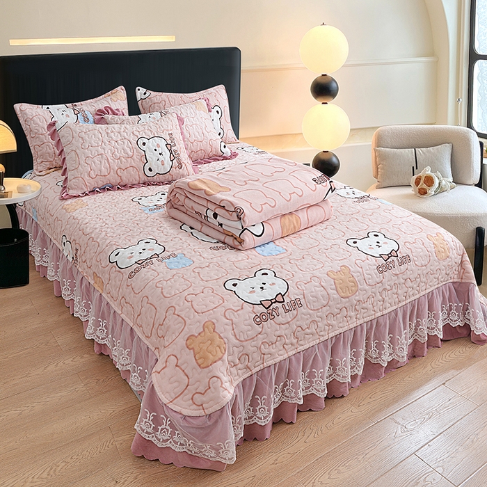 91家纺网 家纺一手货源 找家纺 （总）2024新款亲肤牛奶绒夹棉床盖四件套