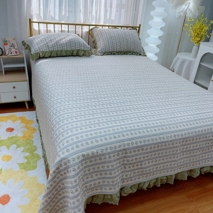 91家纺网 家纺一手货源 找家纺 暖居 2024暖居韩版纯棉豆豆被高温砂洗床盖四件套同款全棉被套 可可庄园