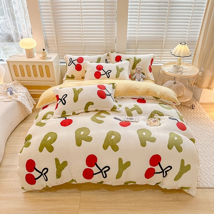 91家纺网 家纺一手货源 找家纺 （总）卡普 2025新款牛奶绒印花四件套