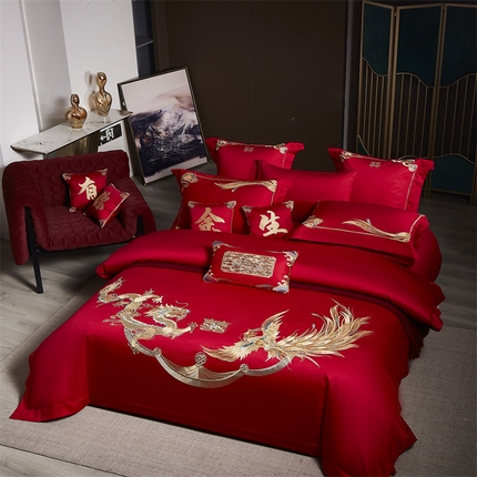 91家纺网 家纺一手货源 找家纺 （总）高大尚 2025新款长绒棉囍嫁系列四件套