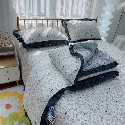 91家纺网 家纺一手货源 找家纺 （总）暖居 2025暖居韩版纯棉豆豆被高温砂洗床盖四件套同款全棉被套