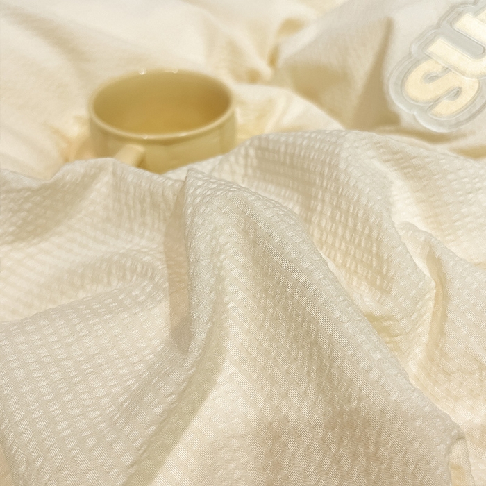 91家纺网 家纺一手货源 找家纺 眠帛家居 2024新款水洗棉磨毛提花刺绣四件套阳光系列 阳光-奶杏