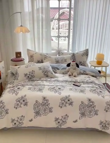 91家纺网 家纺一手货源 找家纺 暖芯优选 2025直播爆款全棉ins印花四件套纯棉床单床笠学生三件套9月上新 安曼