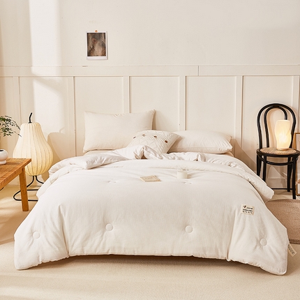 91家纺网 家纺一手货源 找家纺 大世界被王 2024新款A类全棉提花大豆被 原棉白