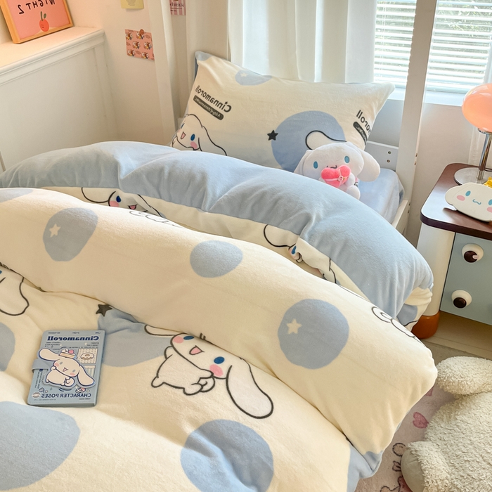 91家纺网 家纺一手货源 找家纺 星座 2025新款三丽鸥牛奶绒套件学生床 泡泡玉桂狗