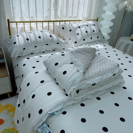 91家纺网 家纺一手货源 找家纺 （总）暖居 2025暖居韩版纯棉豆豆被高温砂洗床盖四件套同款全棉被套