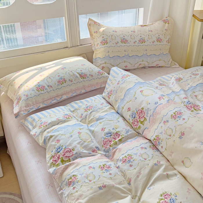 91家纺网 家纺一手货源 找家纺 暖芯优选 2025直播爆款全棉ins印花四件套纯棉床单床笠学生三件套9月上新 时光漫旅