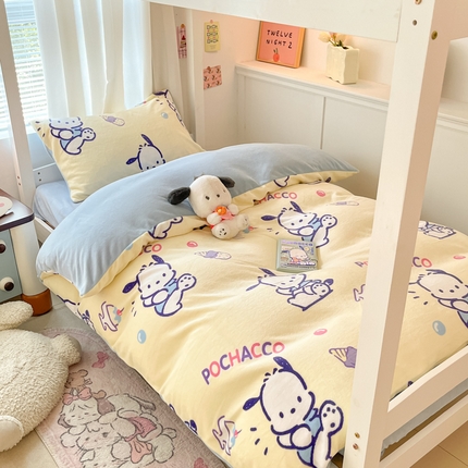 91家纺网 家纺一手货源 找家纺 （总）星座 2025新款三丽鸥牛奶绒套件学生床