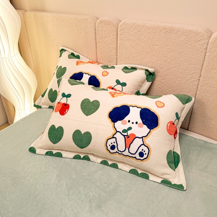 91家纺网 家纺一手货源 找家纺 （总）卡普二店 2024新款牛奶绒印花单枕套