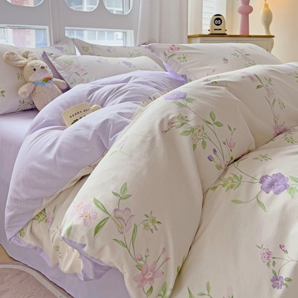 91家纺网 家纺一手货源 找家纺 暖芯优选 2025直播爆款全棉ins印花四件套纯棉床单床笠学生三件套9月上新 千华韶梦