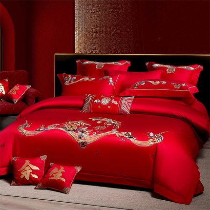 91家纺网 家纺一手货源 找家纺 （总）高大尚 2025新款长绒棉囍嫁系列四件套