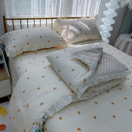 91家纺网 家纺一手货源 找家纺 （总）暖居 2025暖居韩版纯棉豆豆被高温砂洗床盖四件套同款全棉被套