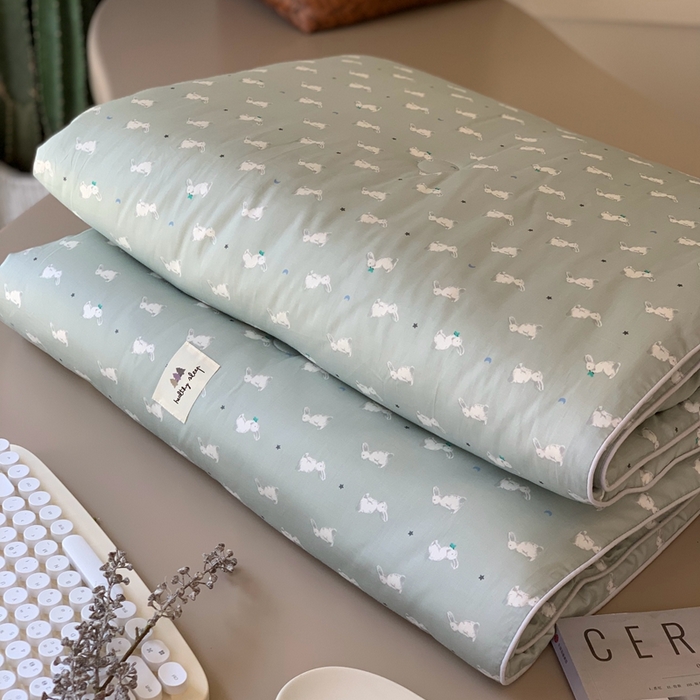 91家纺网 家纺一手货源 找家纺 汇庭 2024新品·雅棉春秋被系列--实拍图 格恩兔