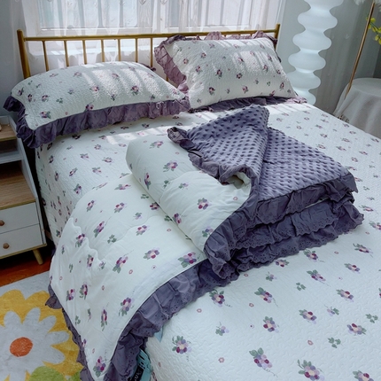 91家纺网 家纺一手货源 找家纺 （总）暖居 2025暖居韩版纯棉豆豆被高温砂洗床盖四件套同款全棉被套