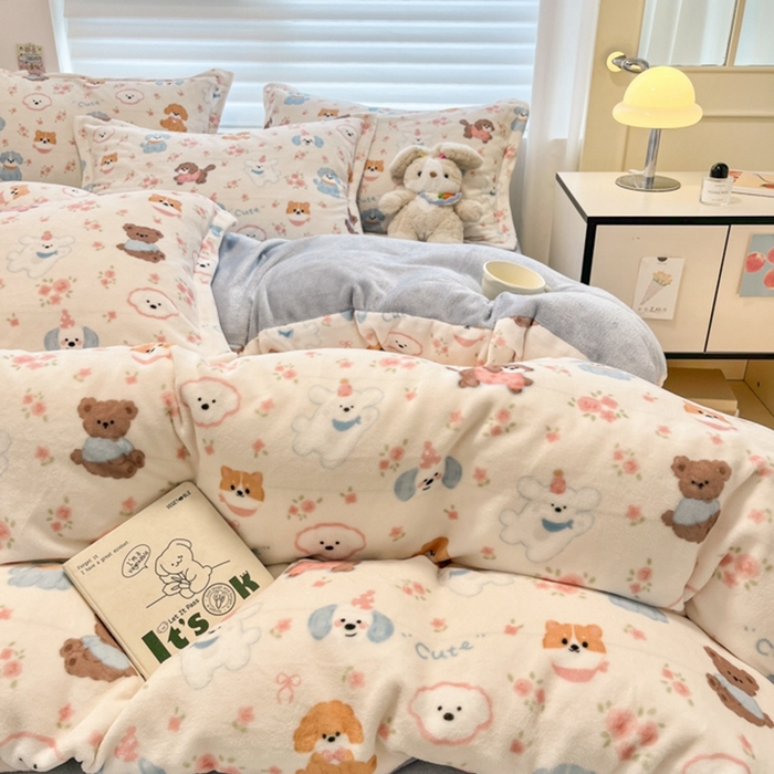 91家纺网 家纺一手货源 找家纺 慕尚家纺 2025新款3.5kg高克重田园花卉类牛奶绒四件套 图图狗