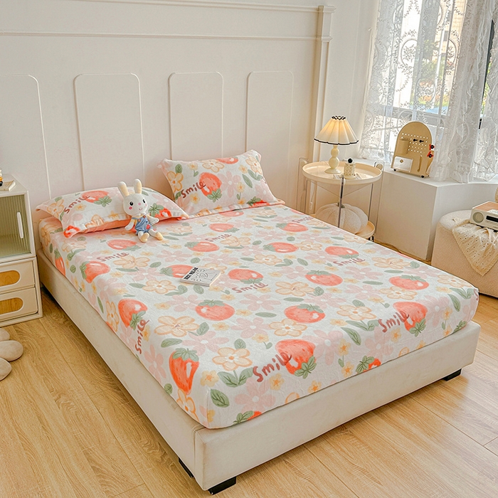 91家纺网 家纺一手货源 找家纺 卡普 2025新款牛奶绒印花单床笠 卡布林