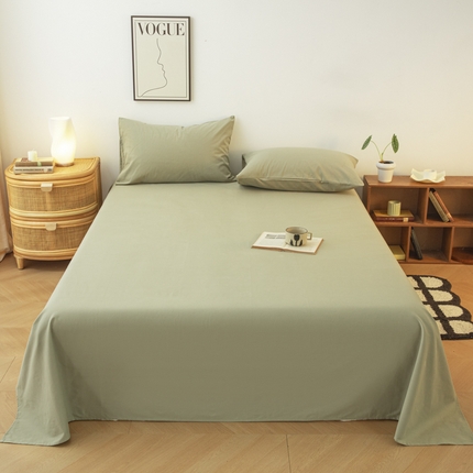 91家纺网 家纺一手货源 找家纺 寐眠 2024新款全棉磨毛床单枕套 抹茶绿