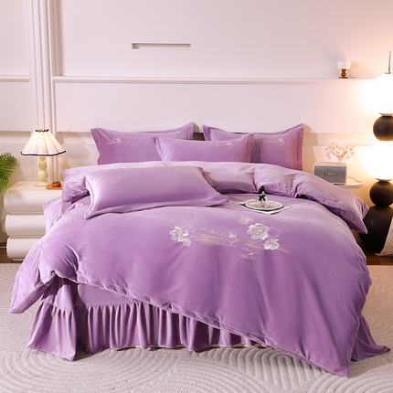 91家纺网 家纺一手货源 找家纺 （总）2024新款母婴级花边床单款婴儿绒刺绣四件套