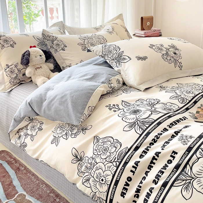 91家纺网 家纺一手货源 找家纺 暖芯优选 2025直播爆款全棉ins印花四件套纯棉床单床笠学生三件套9月上新 安曼