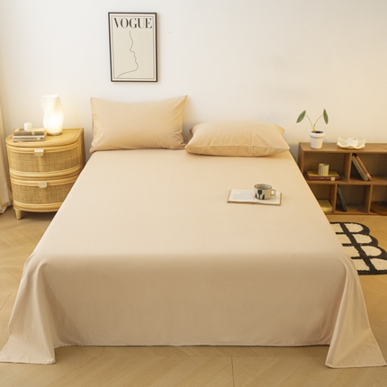 寐眠 2024新款全棉磨毛床单枕套 饼干色