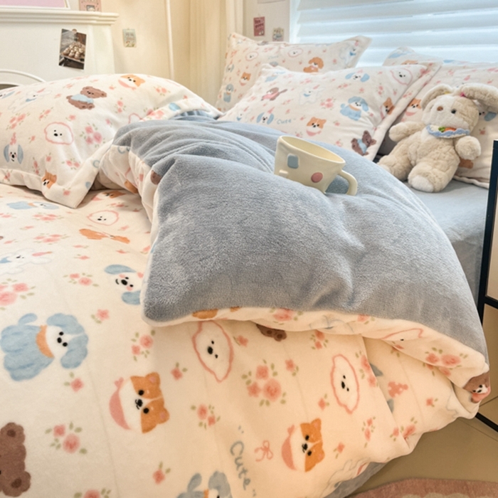 91家纺网 家纺一手货源 找家纺 慕尚家纺 2025新款3.5kg高克重田园花卉类牛奶绒四件套 图图狗