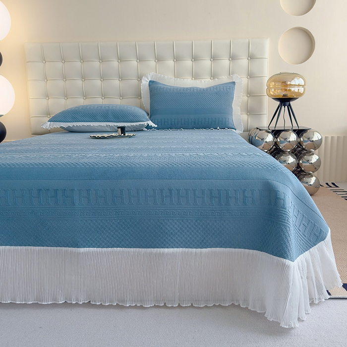 91家纺网 家纺一手货源 找家纺 冬然家纺 2024新款雕花绒床盖四件套 H-深海蓝