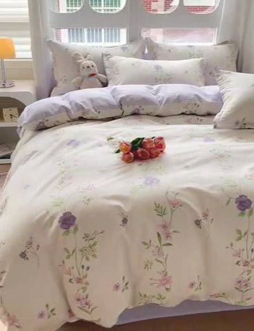 91家纺网 家纺一手货源 找家纺 暖芯优选 2025直播爆款全棉ins印花四件套纯棉床单床笠学生三件套9月上新 千华韶梦