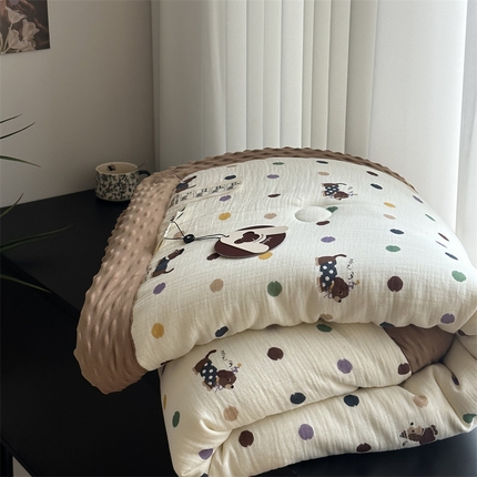 91家纺网 家纺一手货源 找家纺 （总）U被家纺 2025新款全棉皱皱纱布豆豆四季被