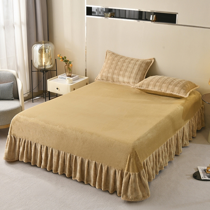 91家纺网 家纺一手货源 找家纺 满羽 2024新款雕花牛奶绒四件套 雅致格调-金驼