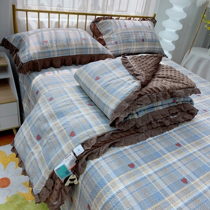 91家纺网 家纺一手货源 找家纺 （总）暖居 2025暖居韩版纯棉豆豆被高温砂洗床盖四件套同款全棉被套