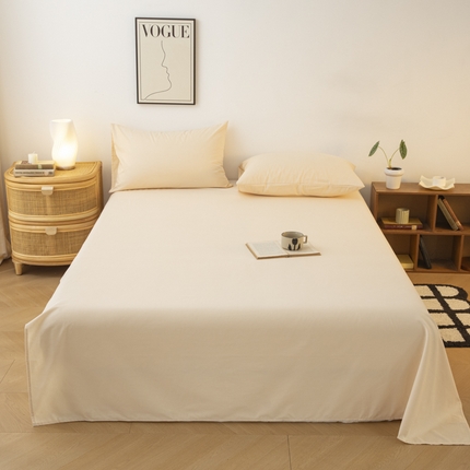 寐眠 2024新款全棉磨毛床单枕套 白月光