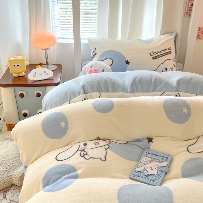 91家纺网 家纺一手货源 找家纺 星座 2025新款三丽鸥牛奶绒套件学生床 泡泡玉桂狗