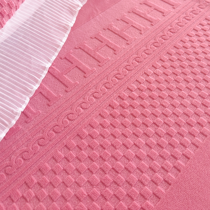 91家纺网 家纺一手货源 找家纺 冬然家纺 2024新款雕花绒床盖四件套 H-玫瑰粉