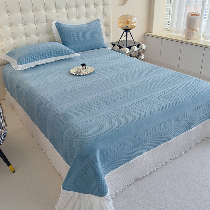 91家纺网 家纺一手货源 找家纺 冬然家纺 2024新款雕花绒床盖四件套 H-深海蓝