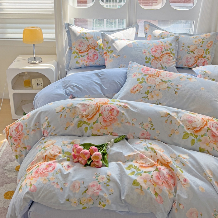 91家纺网 家纺一手货源 找家纺 暖芯优选 2025直播爆款全棉ins印花四件套纯棉床单床笠学生三件套9月上新 且听风铃