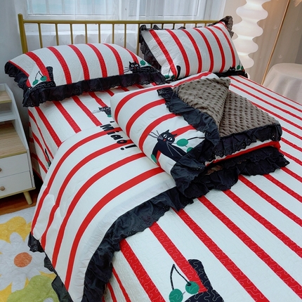 91家纺网 家纺一手货源 找家纺 （总）暖居 2025暖居韩版纯棉豆豆被高温砂洗床盖四件套同款全棉被套