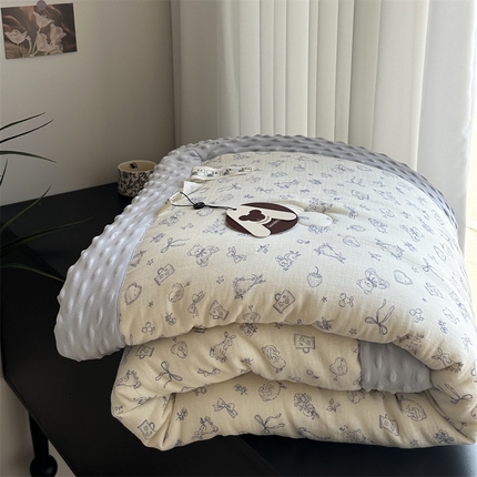 91家纺网 家纺一手货源 找家纺 （总）U被家纺 2025新款全棉皱皱纱布豆豆四季被