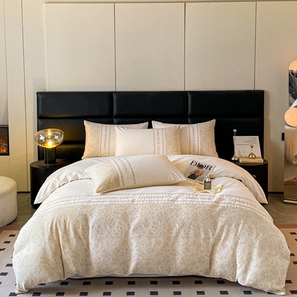 91家纺网 家纺一手货源 找家纺 （总）床绮 2024新款全棉三层纱磨毛四件套