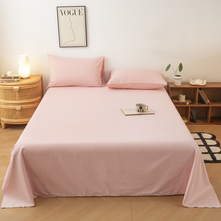 91家纺网 家纺一手货源 找家纺 寐眠 2024新款全棉磨毛床单枕套 桃粉色