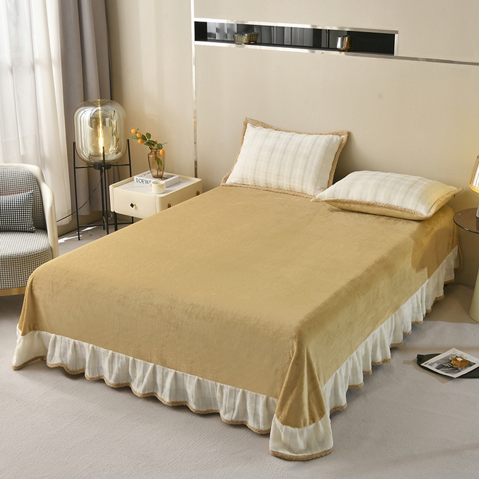 91家纺网 家纺一手货源 找家纺 满羽 2024新款雕花牛奶绒四件套 雅致格调-极白