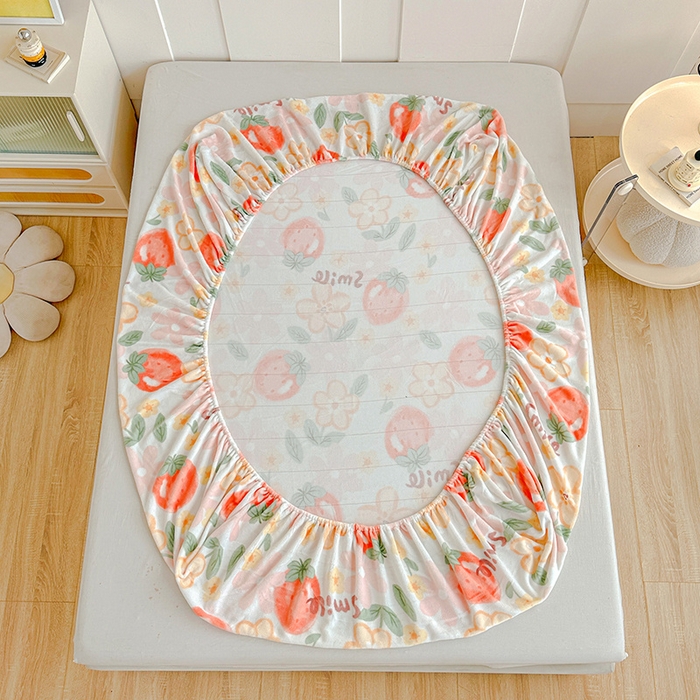 91家纺网 家纺一手货源 找家纺 卡普 2025新款牛奶绒印花单床笠 卡布林