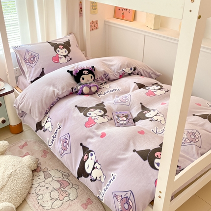 91家纺网 家纺一手货源 找家纺 （总）星座 2025新款三丽鸥牛奶绒套件学生床