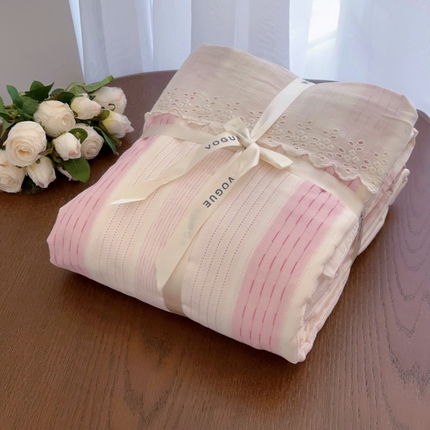 91家纺网 家纺一手货源 找家纺 （总）黛馨 2025新款全棉双层纱贴边款四件套